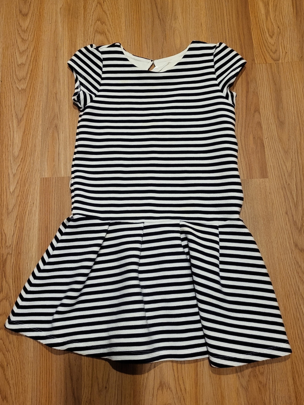 Gymboree Black & White Striped Cap-Sleeve Fit-and-Flare Dress